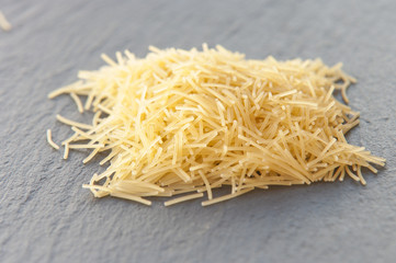 Raw Vermicelli close up on dark background