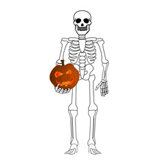  skeleton holding pumpkin head
