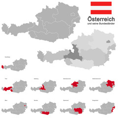 Austria and federal states - obrazy, fototapety, plakaty