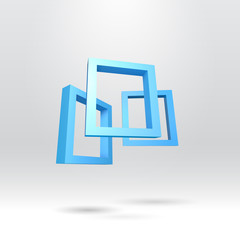 Three blue rectangular 3D frames