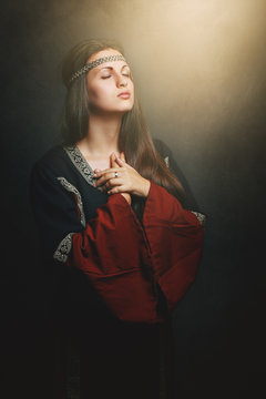 Beautiful Medieval Woman Praying