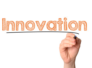 Innovation handwritten on white background