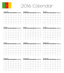 2016 Calendar with the Flag of Cameroon