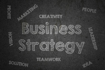 Business strategy written on a chalkboard