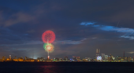 Japan summer season firework 2015 at Yokohama bayside