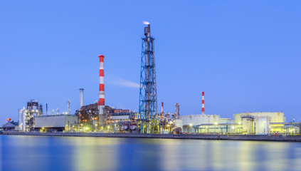 Industrial panorama view at oil refinery plant form industry zone..