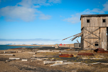 Abandoned coal mine transportation station in Svalbard