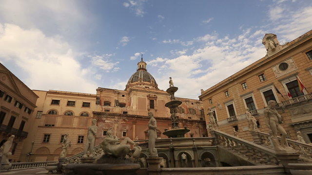 Tracking Shot Time Lapse Tourist Visiting Pantheon Piazza della Rotonda at Rome Lazio Italy