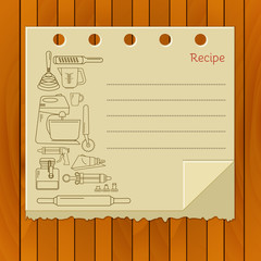 Sweet recipe vector card template. Kitchen design elements