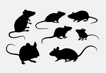 Rat and mice silhouettes. Good use for logo, web icons, symbol, or any design you want.