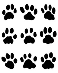 Black print of jaguar's paw, vector