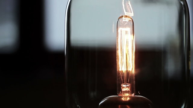 Close up shot of glowing light bulb