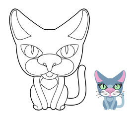Cat coloring book. Vector linear illustration pet.