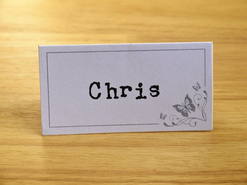 Table card with reserved space for Chris