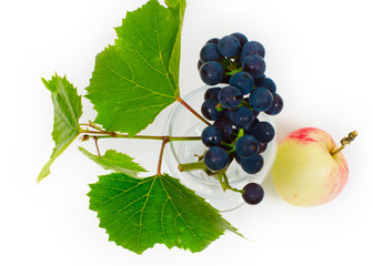 grapes cluster in a wine glass