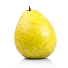 Yellow ripe pear isolated on white background