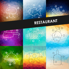 restaurant timeline infographics with blurred background
