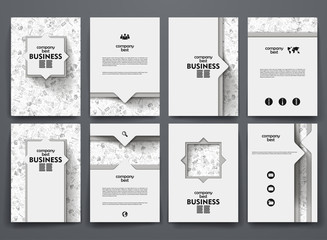 Vector brochures with doodles backgrounds on business theme