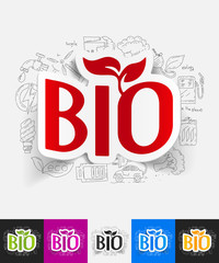 bio sign paper sticker with hand drawn elements