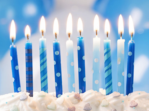 Blue birthday candles
