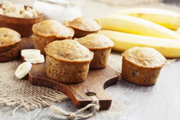 Foto op Plexiglas  Banana muffins © minadezhda