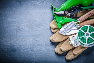 green wire glove fork spade secateurs sprayer