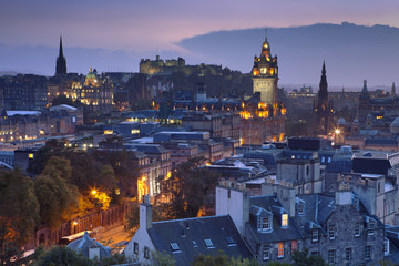 Fototapeta na wymiar Skyline of Edinburgh, Scotland from Calton Hill at night