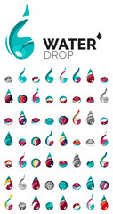 Large set of abstract eco water icons, business logotype nature