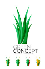 Set of abstract eco plant icons, business logotype nature green