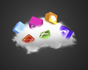 White cloud with colorful app blocks
