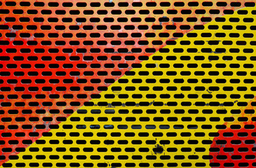 Colorful painted metal sheet perforated with round holes