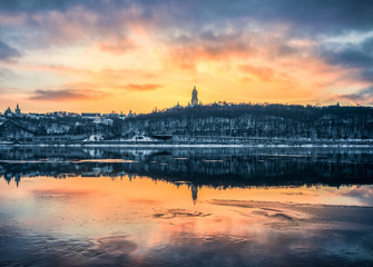 The Dnieper river is frozen.