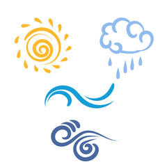 Fototapeta premium Icon sun, rain, cloud, wind, waves, weather symbol, vector illustration