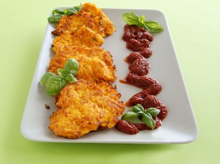 scrambled pumpkin pancakes as vegetarian meal 