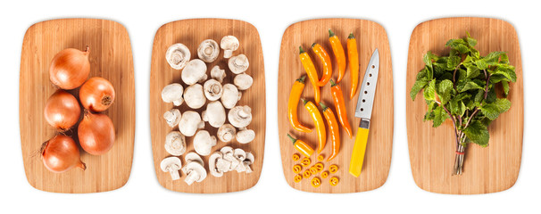 composite with many different varieties of ingredients on a wooden board