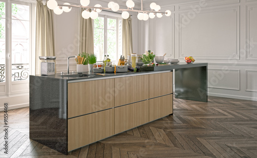 Moderne küche in altbau showroom modern kitchen in baroque style ...