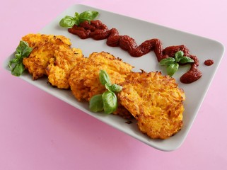 scrambled pumpkin pancakes as vegetarian meal 