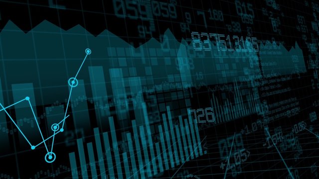 Animation of financial stock, bars and numbers