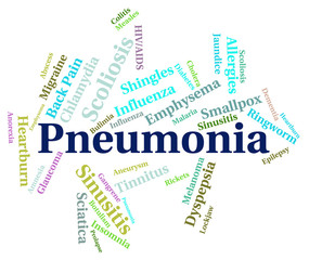Fototapeta premium Pneumonia Word Means Ill Health And Affliction