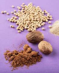 ground nutmeg and white pepper
