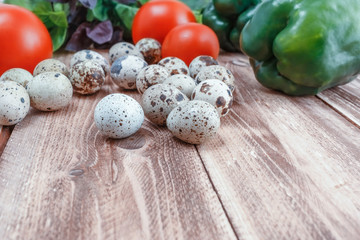 quail eggs and vegetables