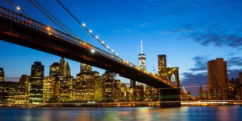 Türaufkleber New York Skyline von New York bei Nacht