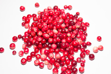 Cranberries in bulk, on a white background.