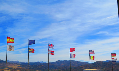Flags blowing in the wind
