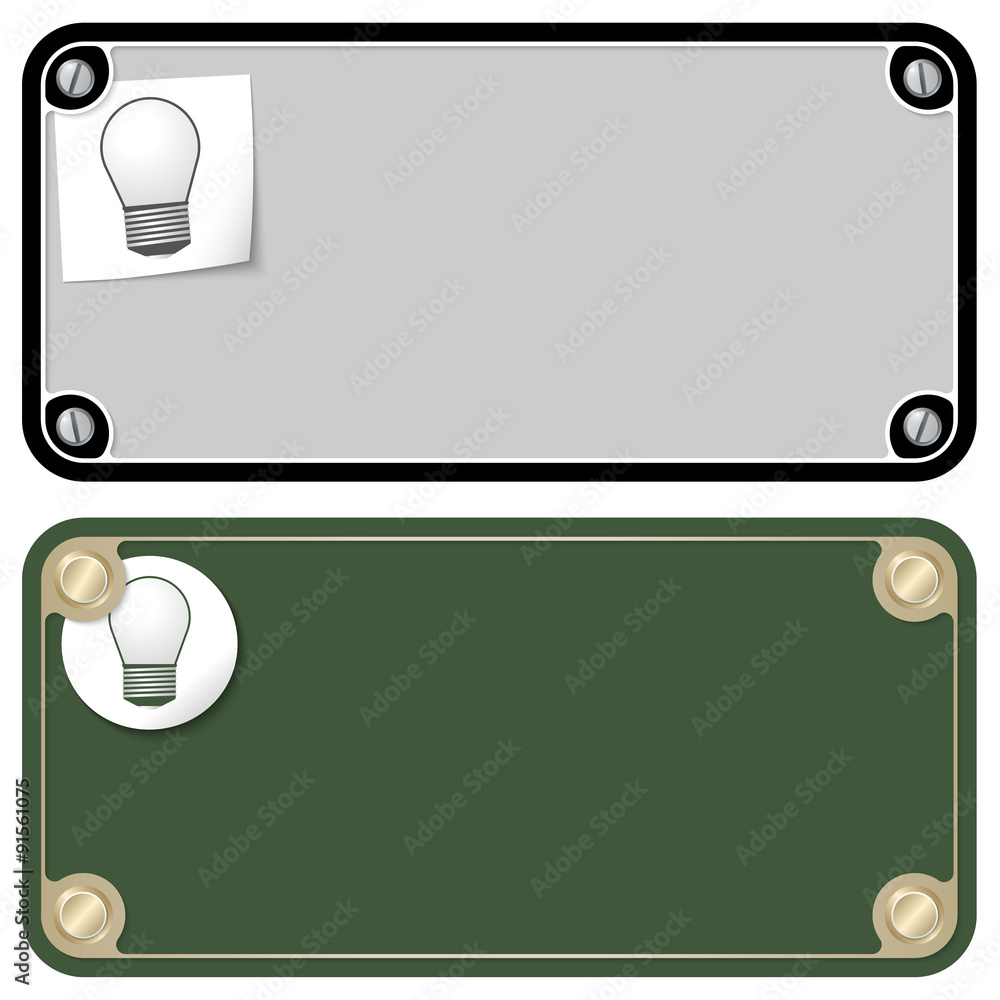 Aufkleber vector frames for your text with screws and bulb