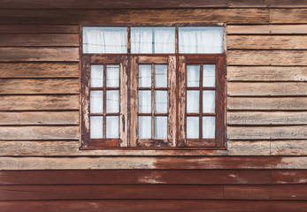 Naklejka na ściany i meble Wood wall and window