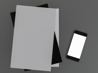 Mockup of the book with a white cover on a gray background
