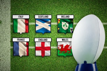 Composite image of rugby ball