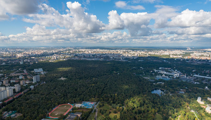 Aerial view on Moscow cityscape at day light.