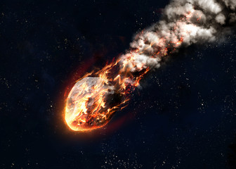 Fototapeta na wymiar Meteor glowing as it enters the Earth's atmosphere